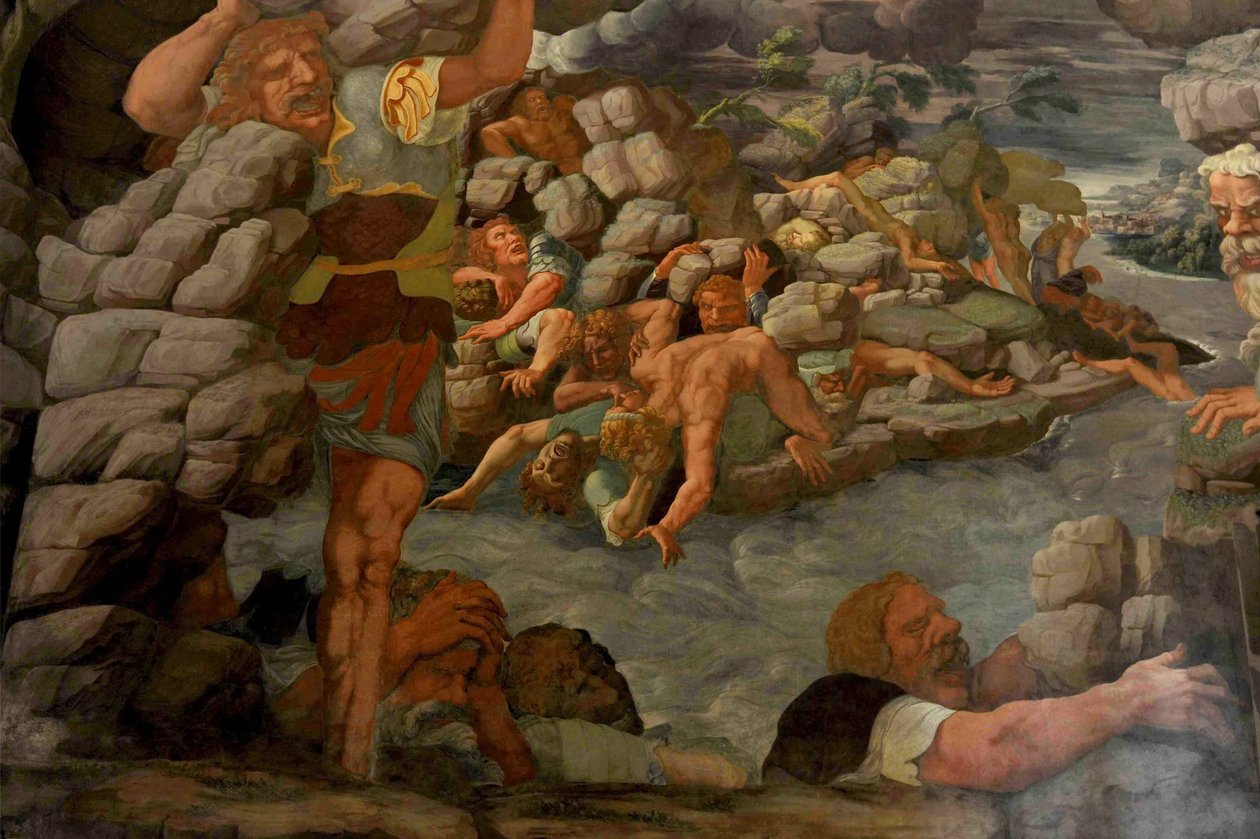 Upadek Gigantów Sala Gigantów, 1536 autorstwa Giulio Romano