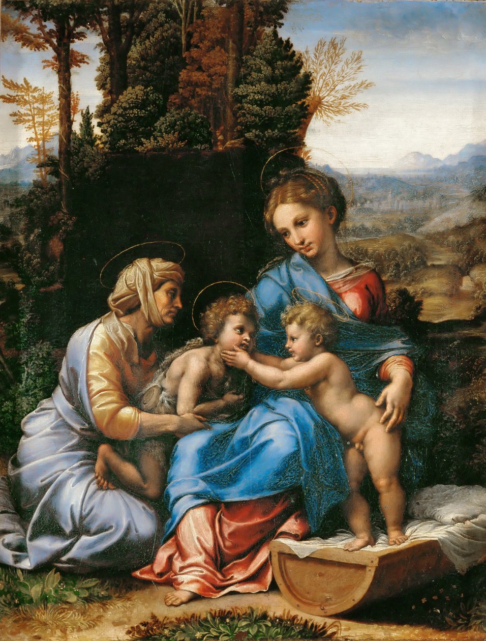 Święta Rodzina z Janem Chrzcicielem jako chłopcem i św. Elżbietą La Petite Sainte Famille autorstwa Giulio Romano