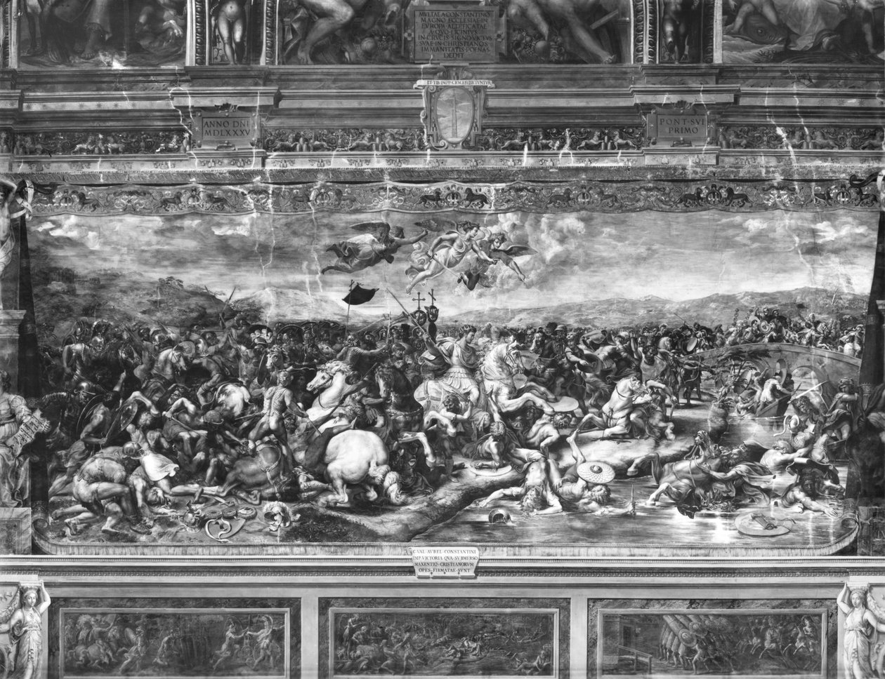 Bitwa Konstantyna, z Sala di Costantino, Pokoje Rafaela (patrz także 252778) autorstwa Giulio Romano
