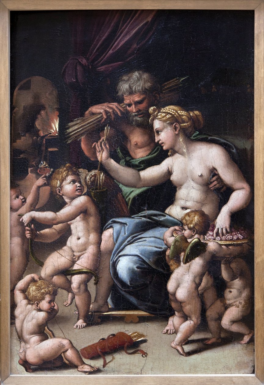 Wenus i Wulkan (olej na płótnie) autorstwa Giulio Romano