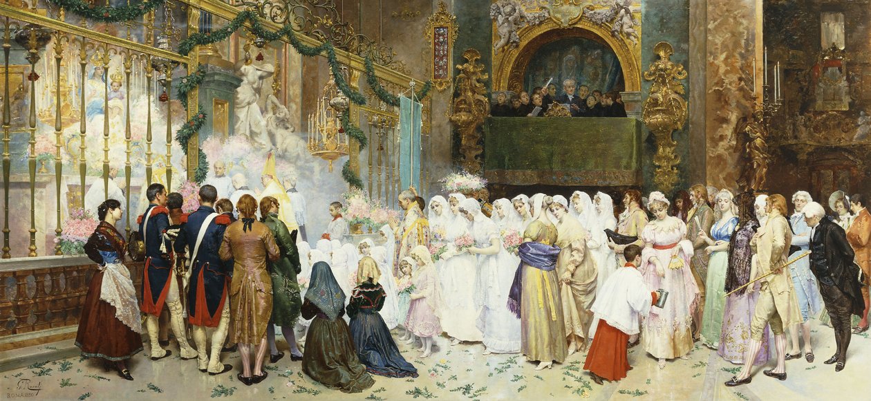 Msza św. Bierzmowania, 1870 r autorstwa Giulio Rosati