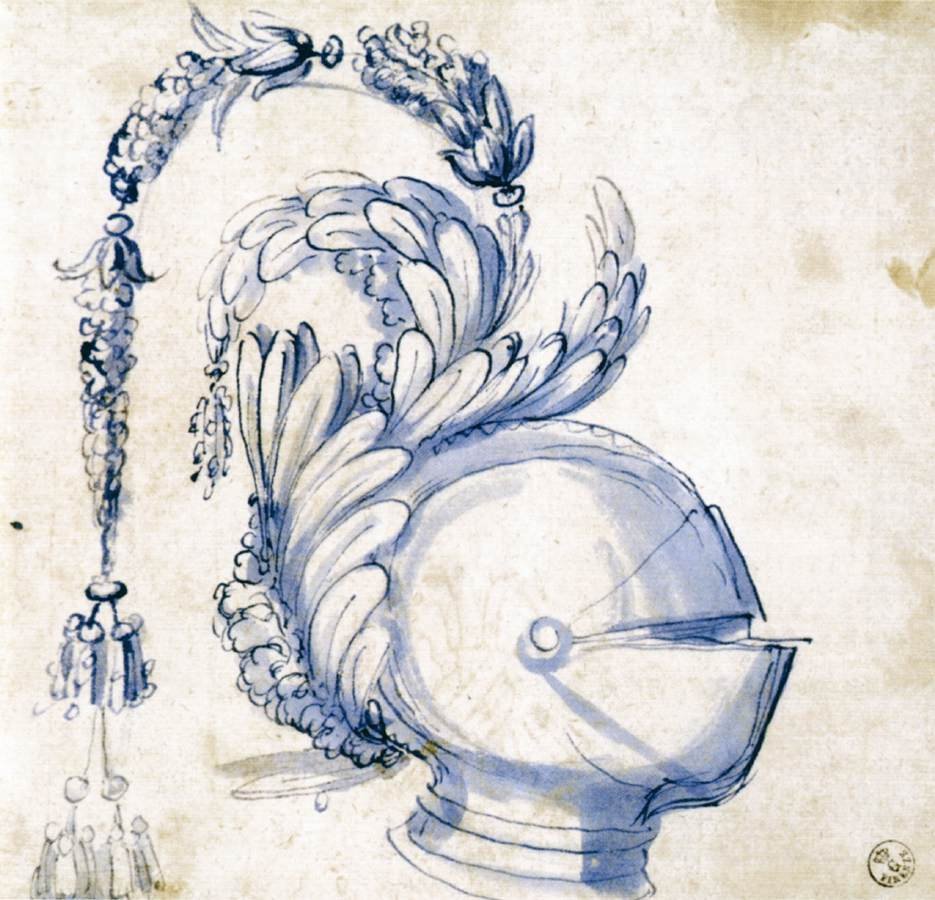 Szkic do hełmu z Visored autorstwa Giuseppe Arcimboldo