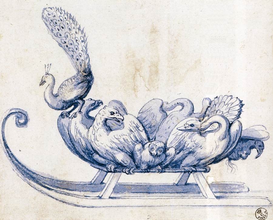 Szkic do sań autorstwa Giuseppe Arcimboldo
