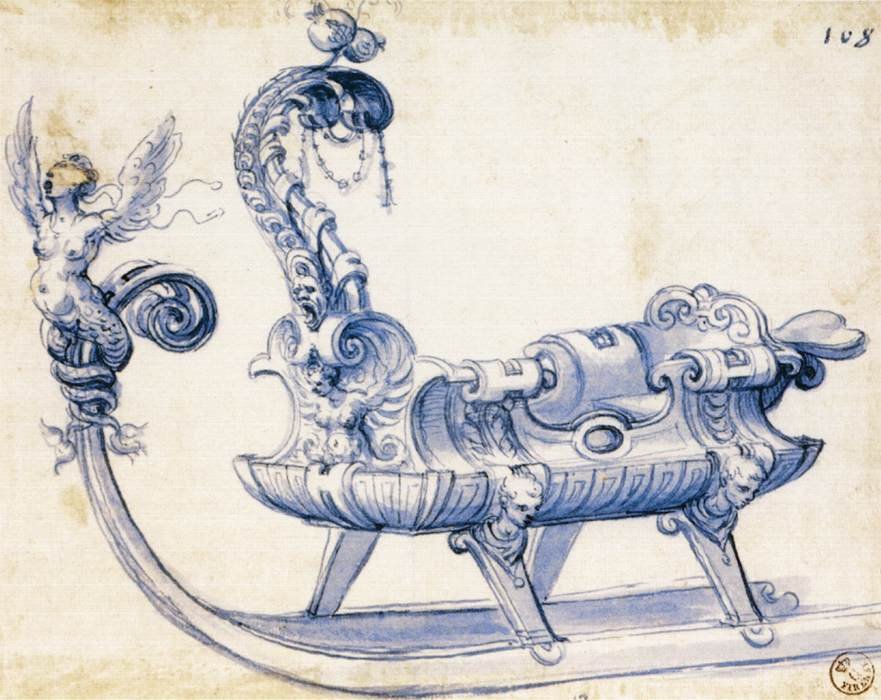 Szkic do sań autorstwa Giuseppe Arcimboldo