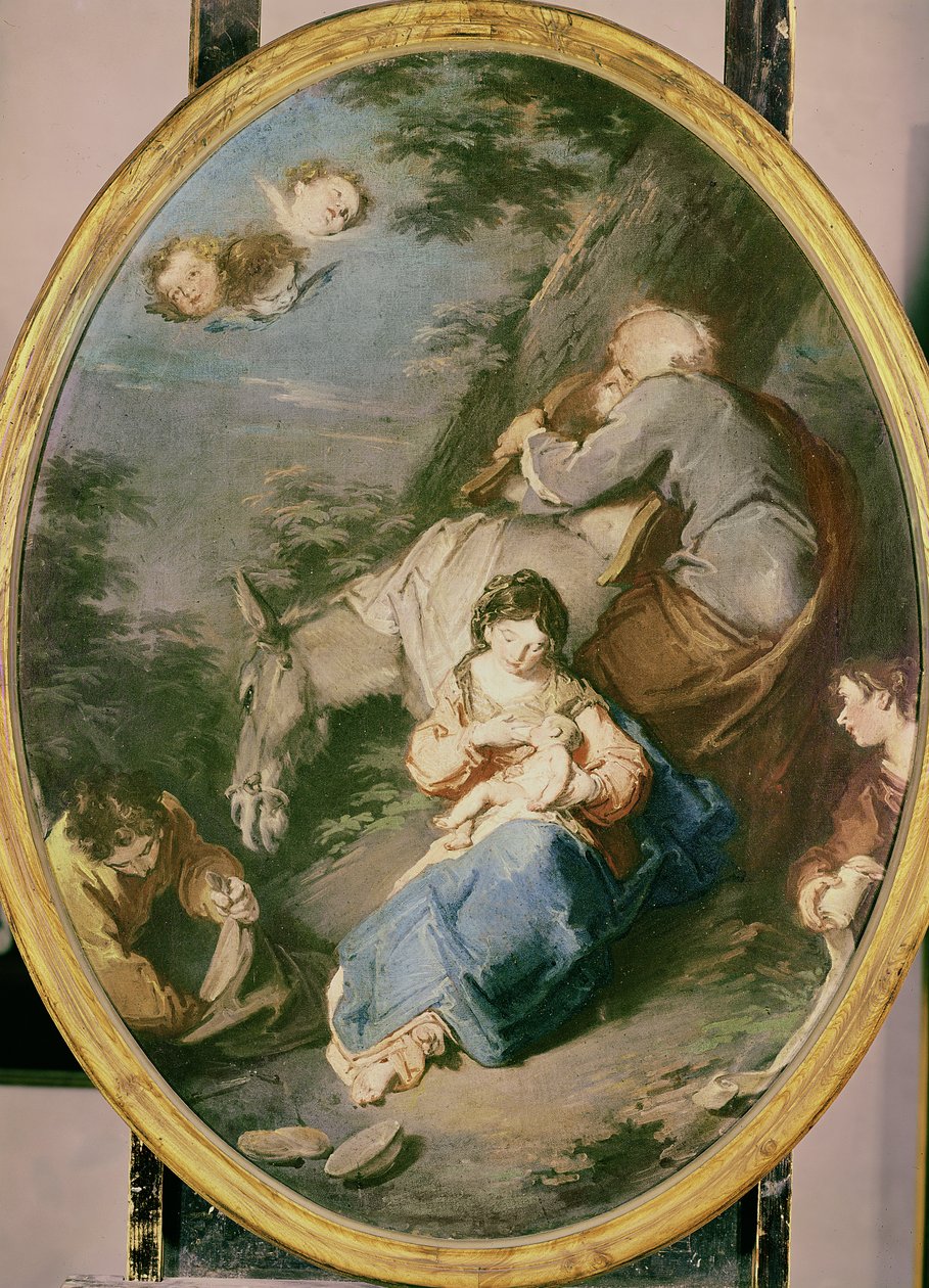 Odpoczynek podczas lotu do Egiptu, ok. 1740 autorstwa Giuseppe Bazzani