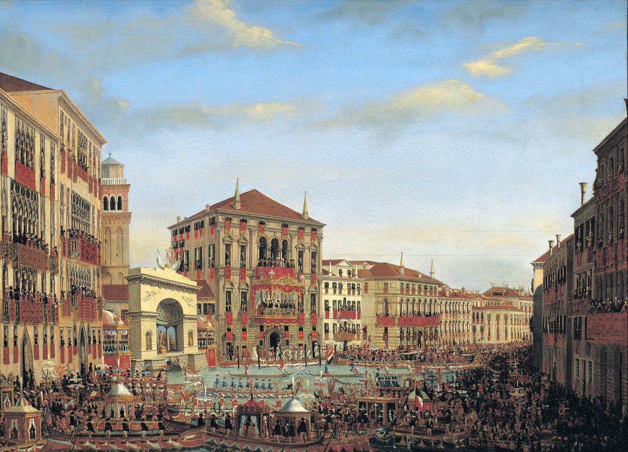 Napoleon I (1769-1821) Przewodniczy regatom w Wenecji, 1807 autorstwa Giuseppe Borsato
