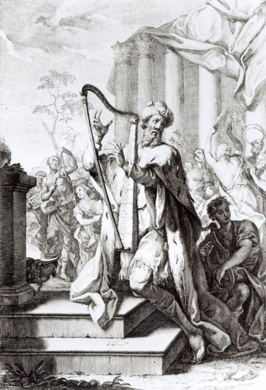 Król Dawid grający na lirze, grawerowany przez A Faldanusa autorstwa Giuseppe Camerata