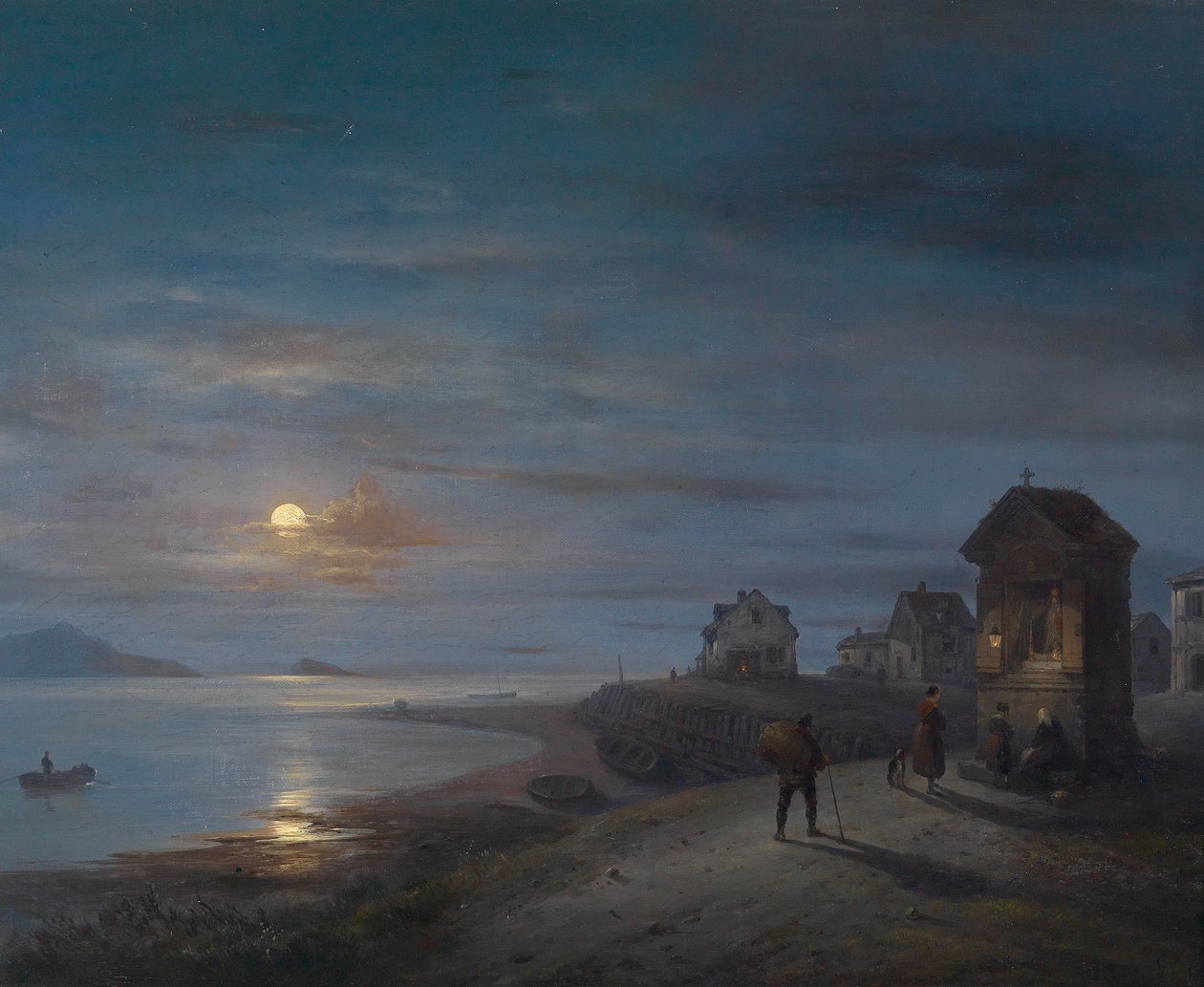 Nadmorski krajobraz z wschodzącym księżycem w 1840 autorstwa Giuseppe Canella