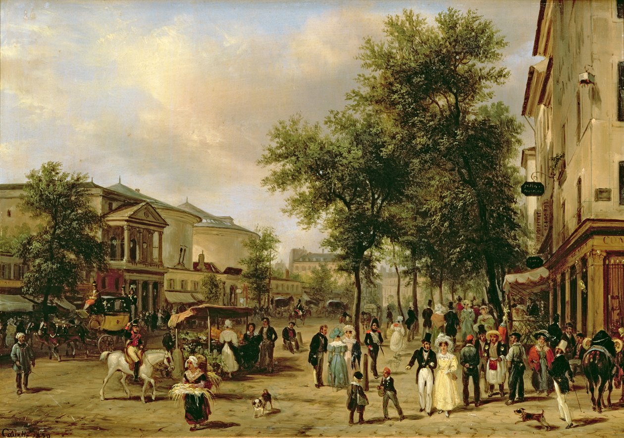 Widok na bulwar Montmartre, Paryż, 1830 autorstwa Giuseppe Canella