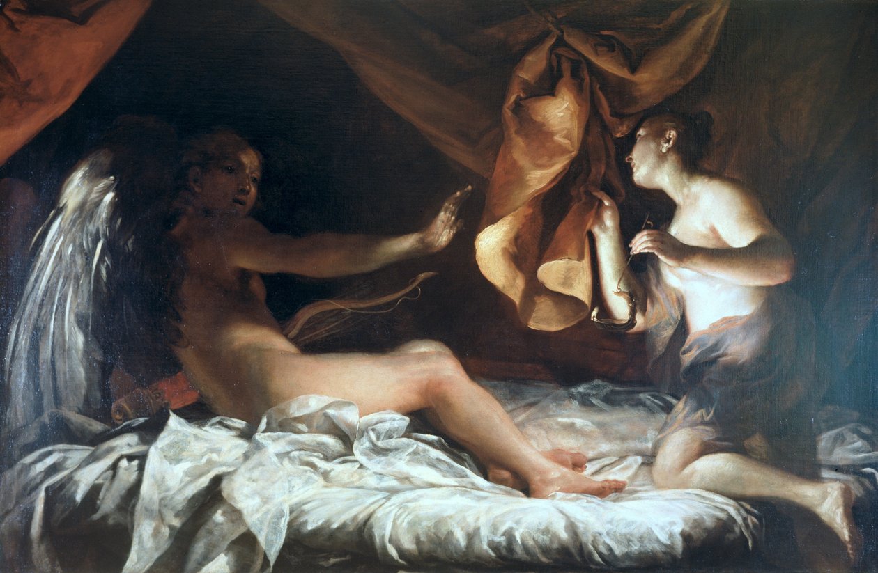 Psyche odkrywa Kupidyna, 1707-09 autorstwa Giuseppe Maria Crespi