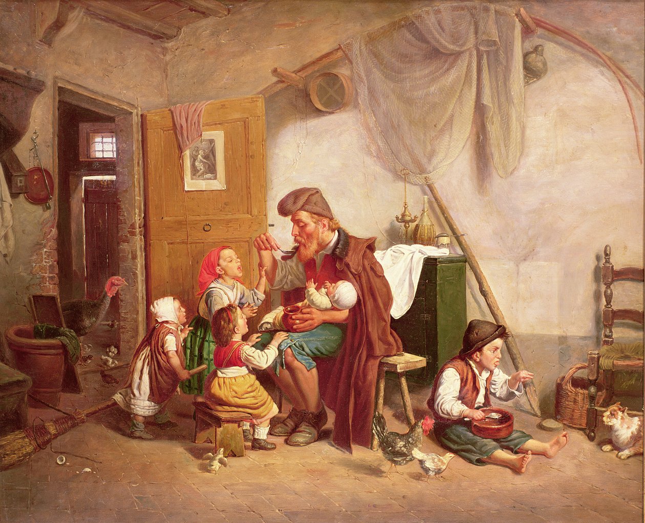 Rodzina owdowiała, XIX w. autorstwa Giuseppe Mazzolini