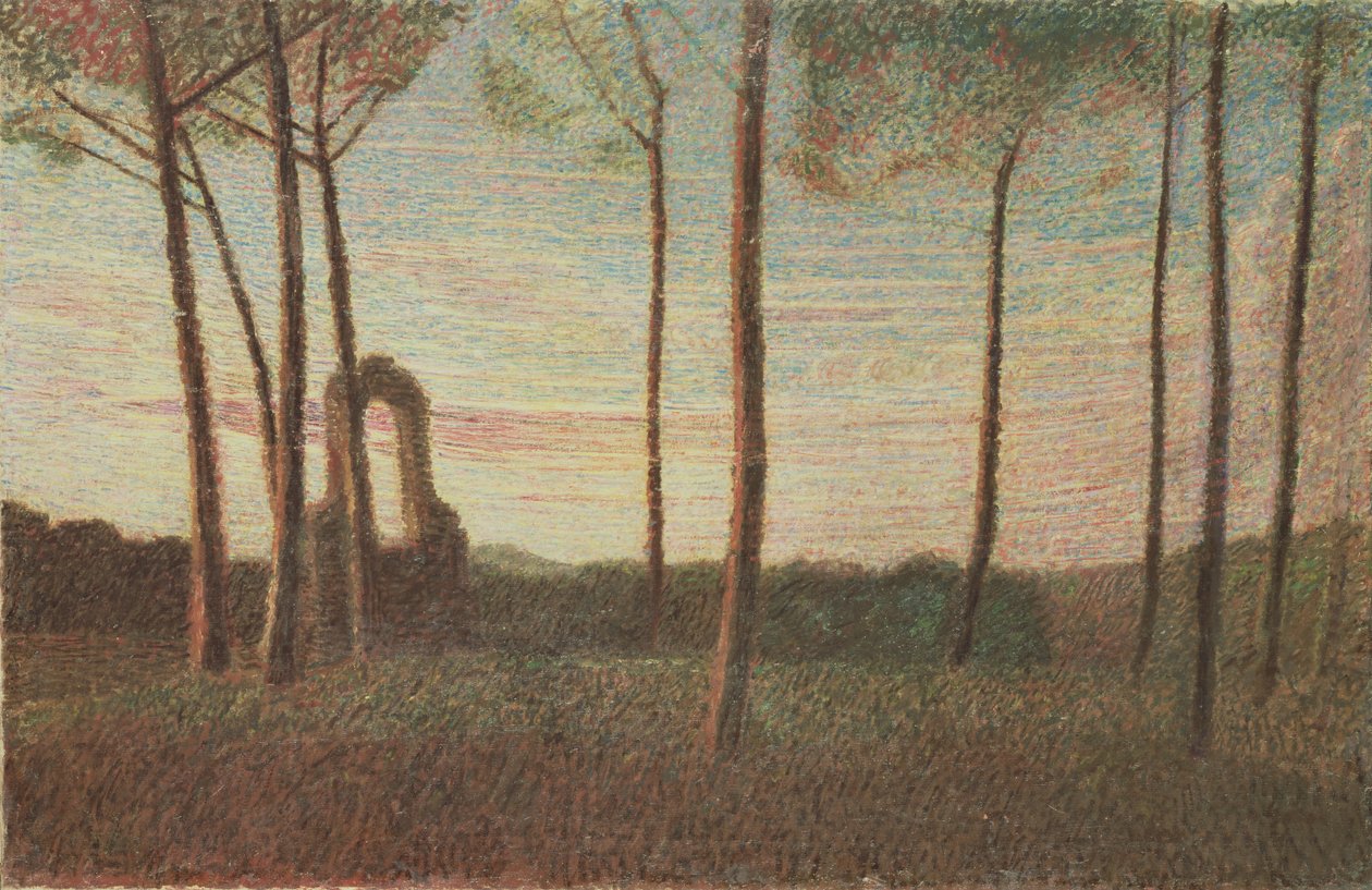 Krajobraz Willi Borghese, 1906 autorstwa Giuseppe Pellizza da Volpedo