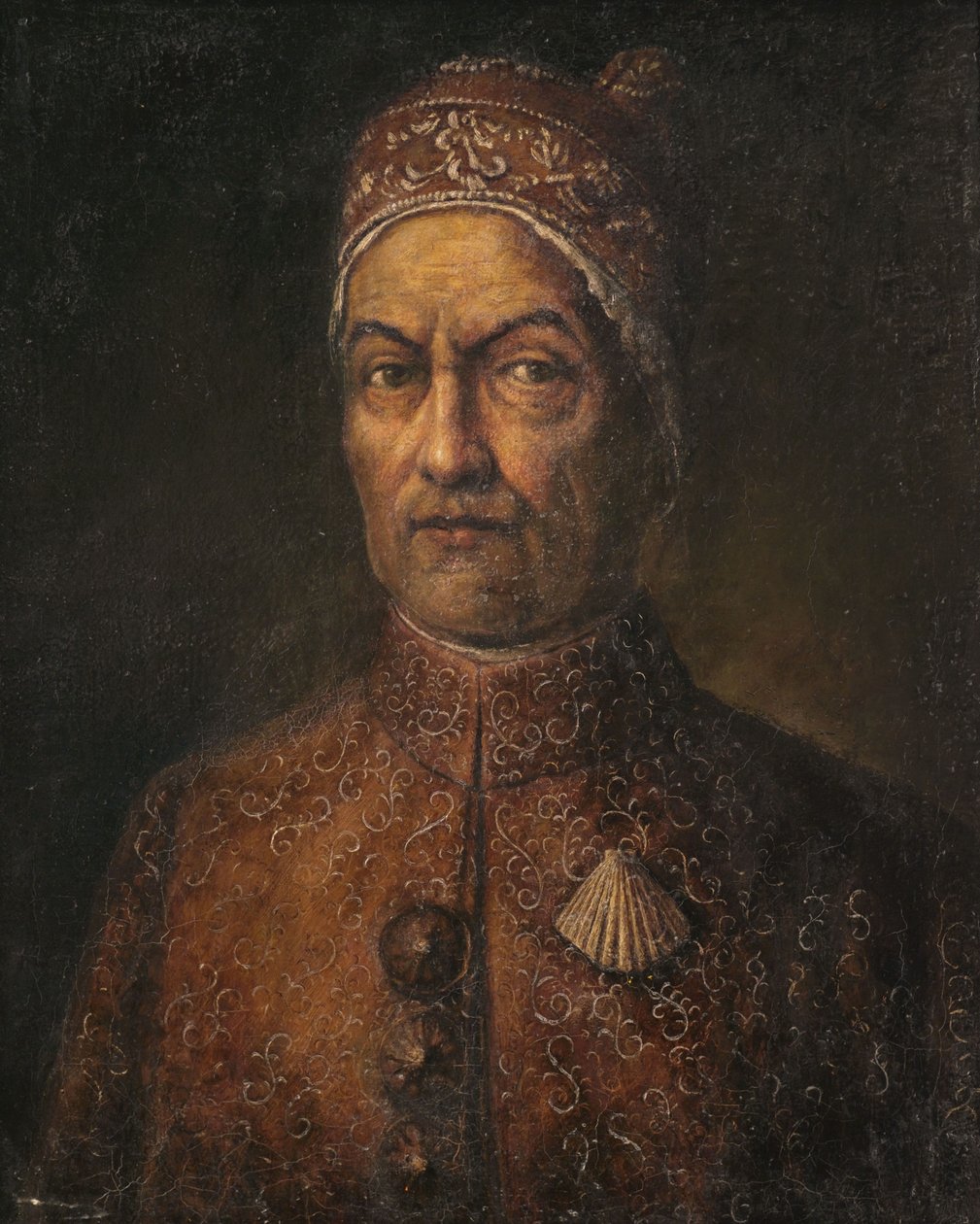 Portret doża w brokatowych regaliach. autorstwa Giuseppe Ghislandi