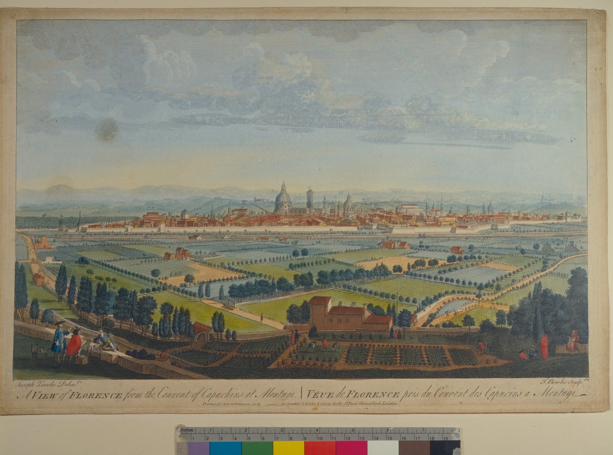 Widok Florencji z klasztoru kapucynów w Montughi, ryty przez Johna Bowlesa (fl.1724-1756) autorstwa Giuseppe Zocchi
