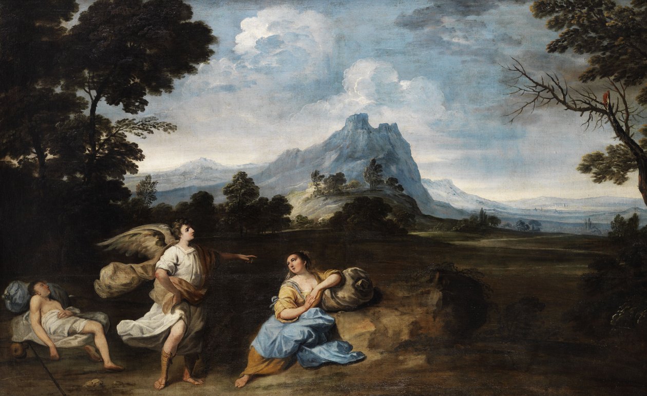 Hagar i Ismael na pustyni. autorstwa Giuseppe Zola