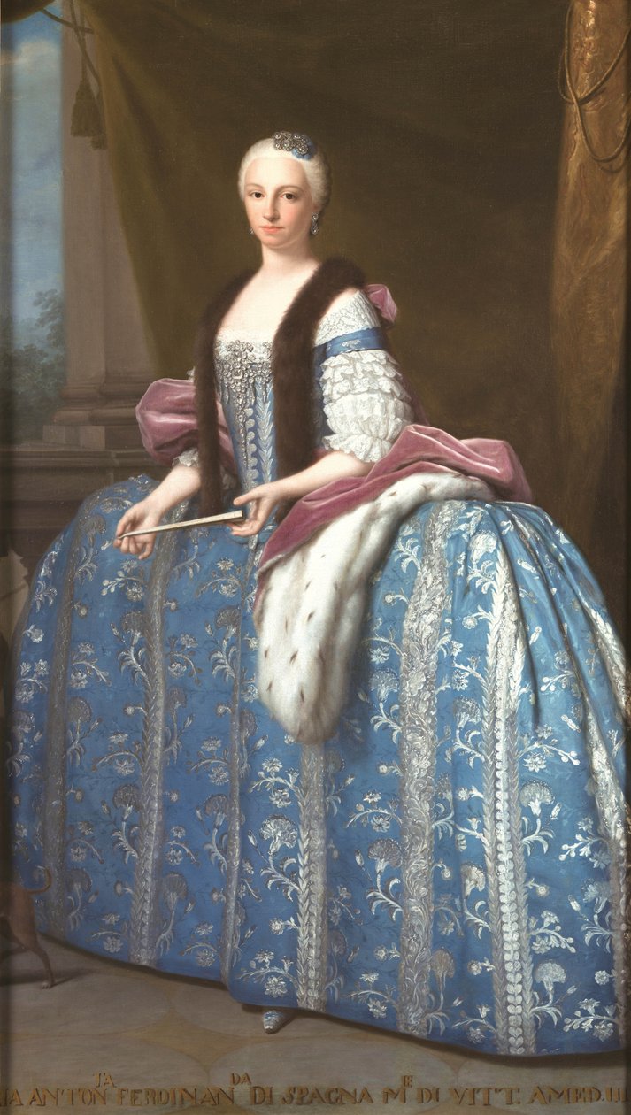 Portret Marii Antonii Ferdynandy z Hiszpanii, królowej Sardynii, żony Vittoria Amedeo III autorstwa Giuseppe o Nicola Duprà