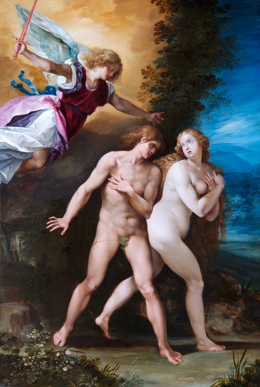 Wypędzenie z raju, ok. 1600-40 (olej na miedzi) autorstwa Giuseppe (1568 1640) Cesari