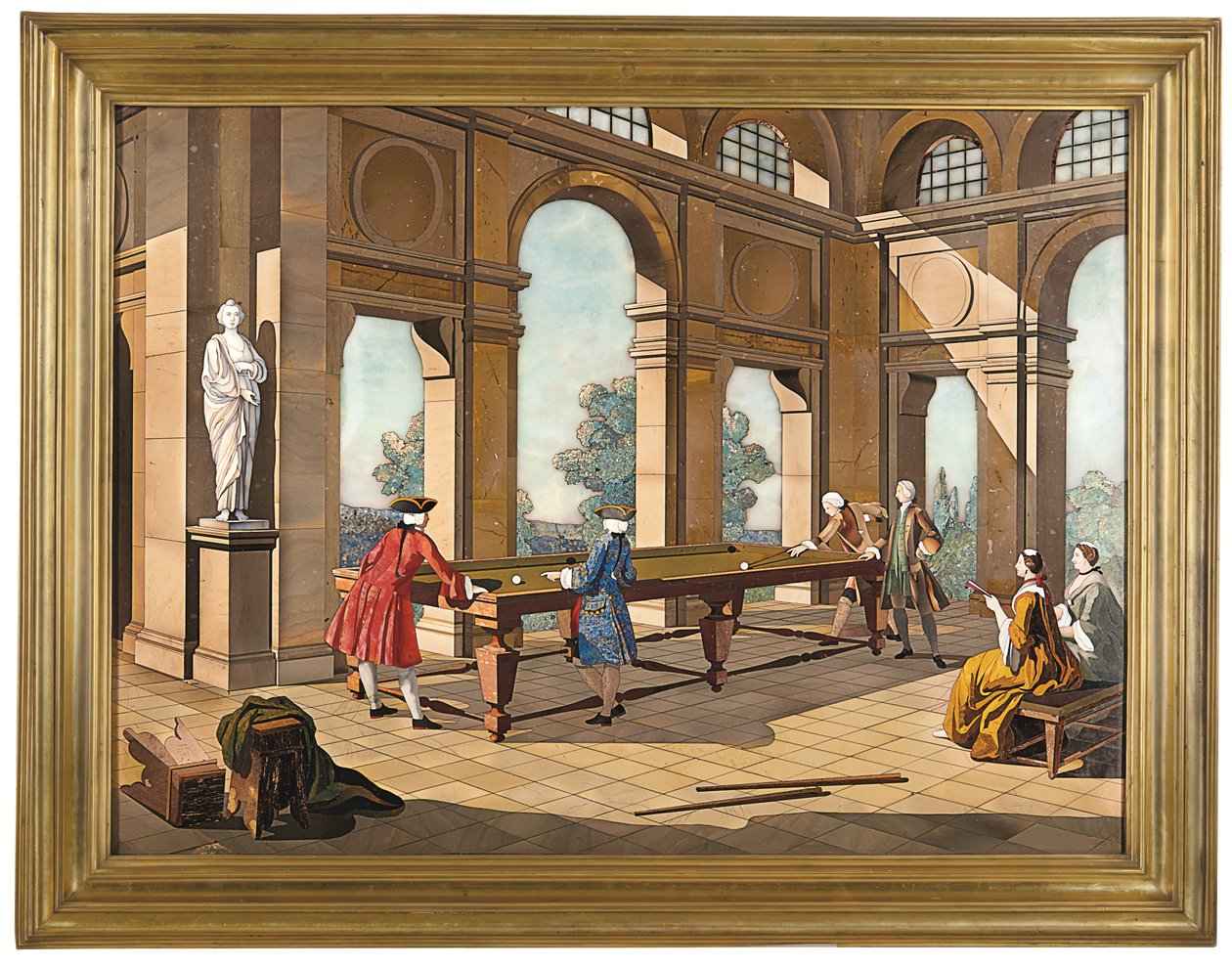 Cesarska tablica przedstawiająca bilardzistów, ok. 1752-55 (pietra dura) autorstwa Giuseppe (after) Zocchi