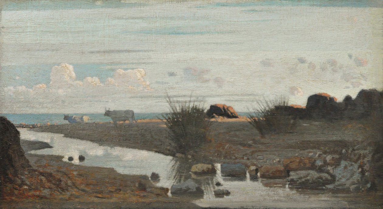 Lido z pasącymi się wołami, ok. 1862-63 (olej na płycie) autorstwa Giuseppe Abbati