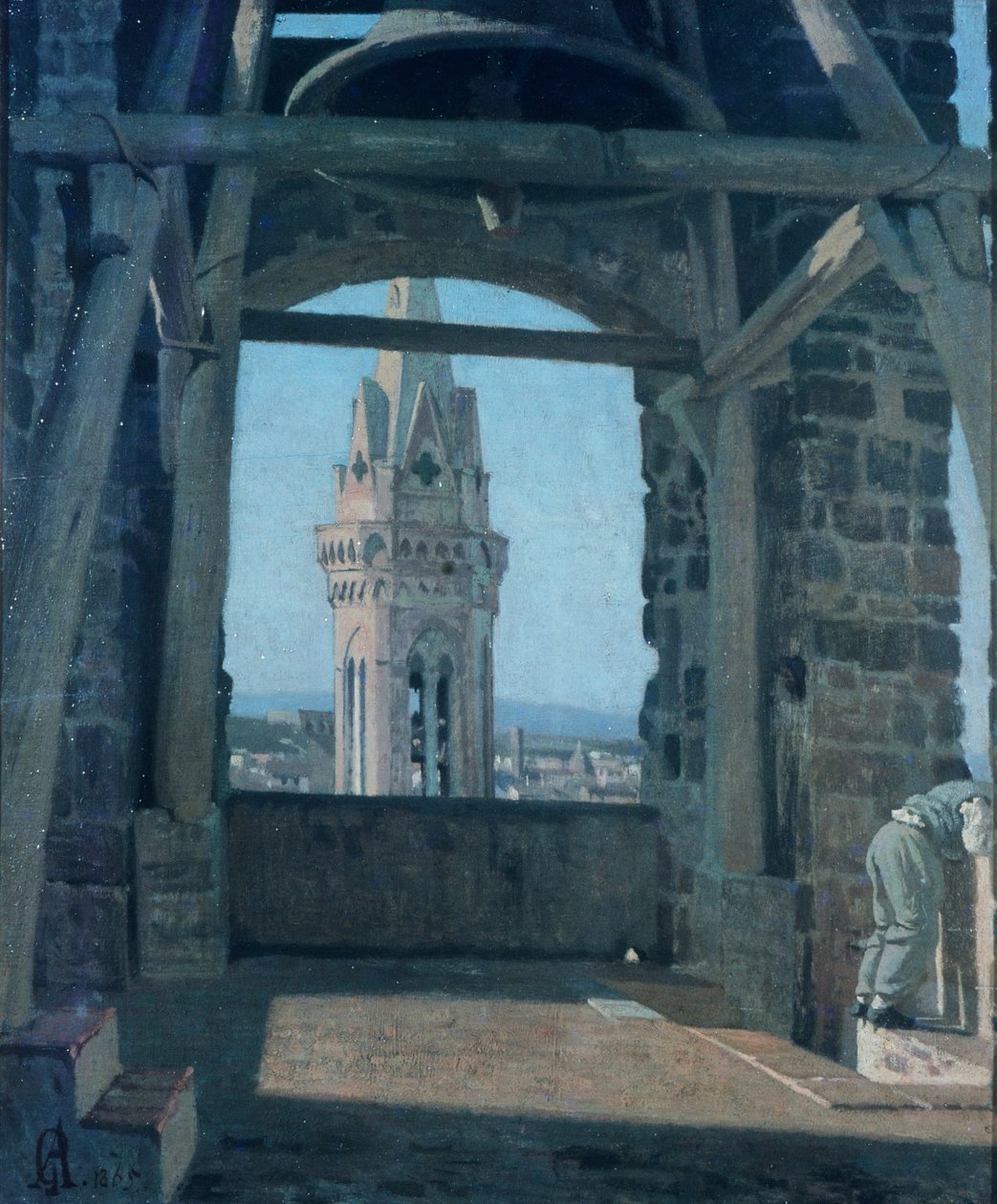 Wieża Palazzo del Podesta autorstwa Giuseppe Abbati (1836-1868). autorstwa Giuseppe Abbati