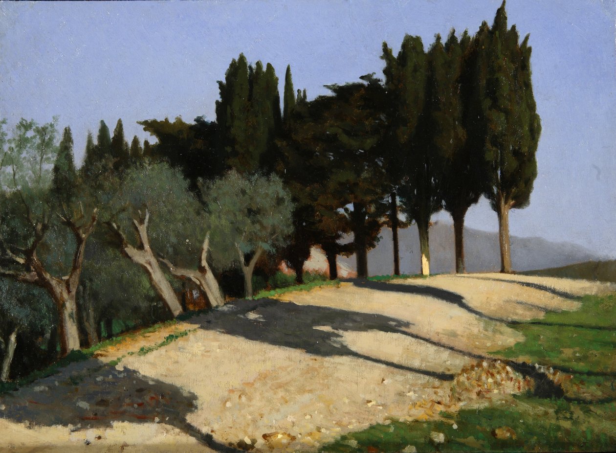 Wiejska droga z cyprysami, 1862. autorstwa Giuseppe Abbati