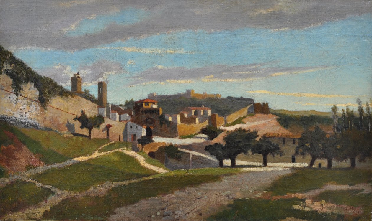 Mury San Gimignano, ok. 1862 (olej na płótnie) autorstwa Giuseppe Abbati