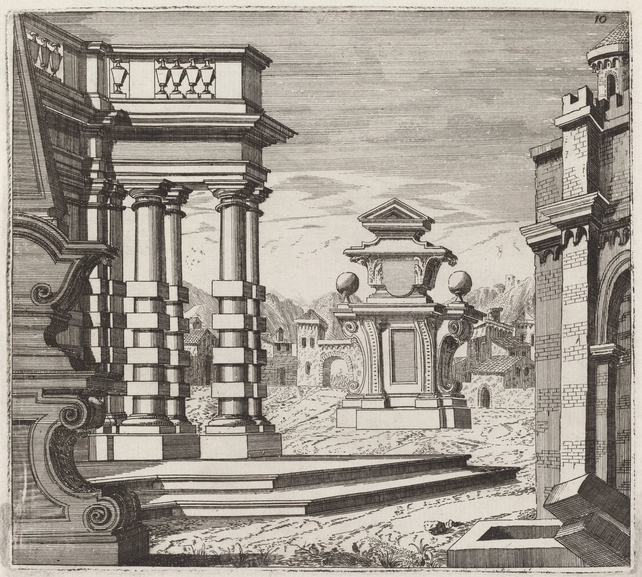 Fantazja architektoniczna z portalami i pomnikami autorstwa Giuseppe Antonio Landi