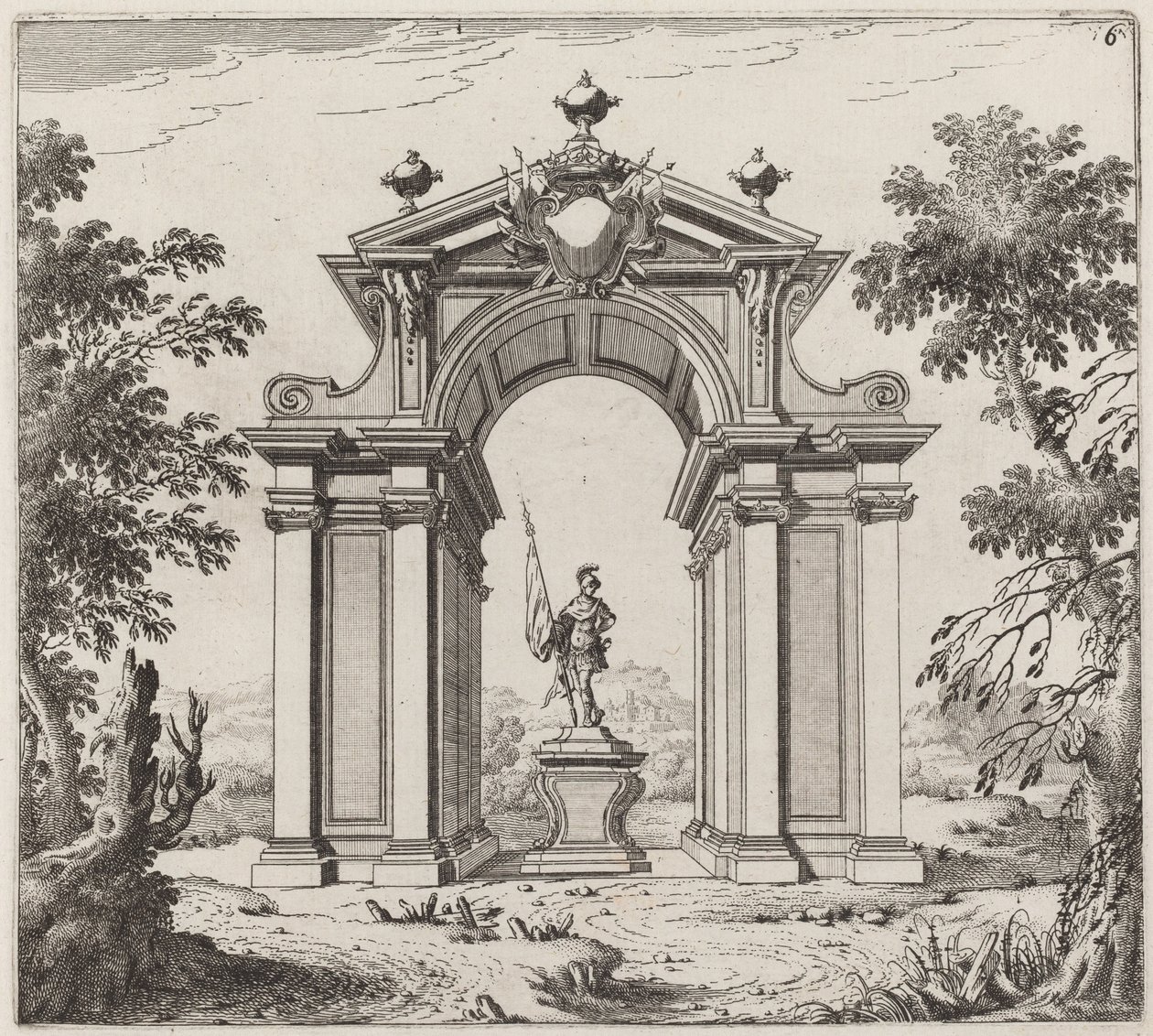 Łuk triumfalny w krajobrazie autorstwa Giuseppe Antonio Landi