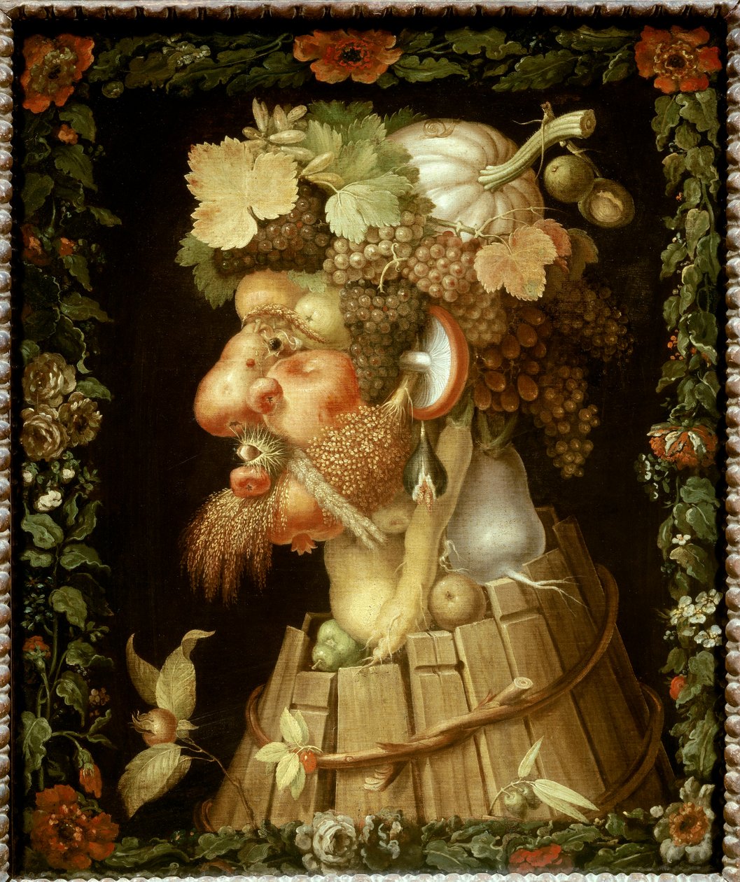Malarstwo jesienne Giuseppe Arcimboldo (1527-1593) XVI-wieczne Słońce. 0,76x0,63m - Jesień. Obraz Giuseppe Arcimboldo (1527-1593) autorstwa Giuseppe Arcimboldo