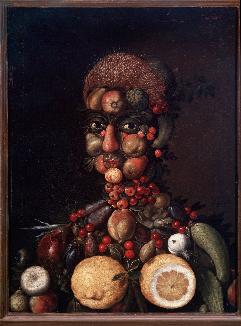 Postać ludzka wykonana z owoców i warzyw (malarstwo) autorstwa Giuseppe Arcimboldo