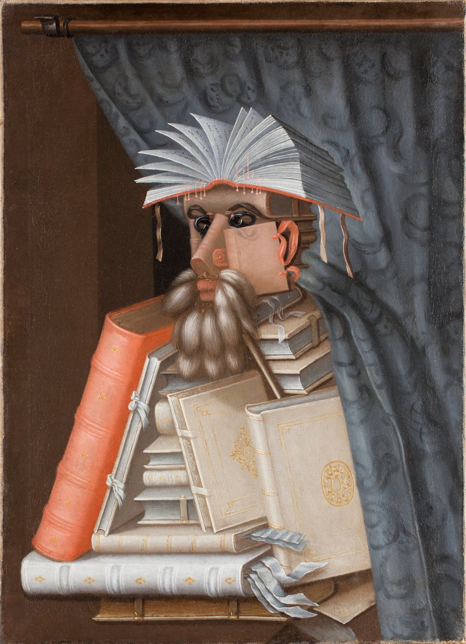 Karykatura portretowa „Bibliotekarz”, prawdopodobnie przedstawiająca uczonego Wolfganga Laziusa (1514-1565) autorstwa Giuseppe Arcimboldo