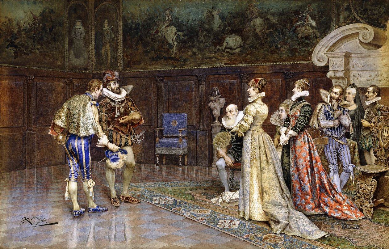 Prezentacja Henryka IV Francji na dworze Małgorzaty Valois autorstwa Giuseppe Aureli