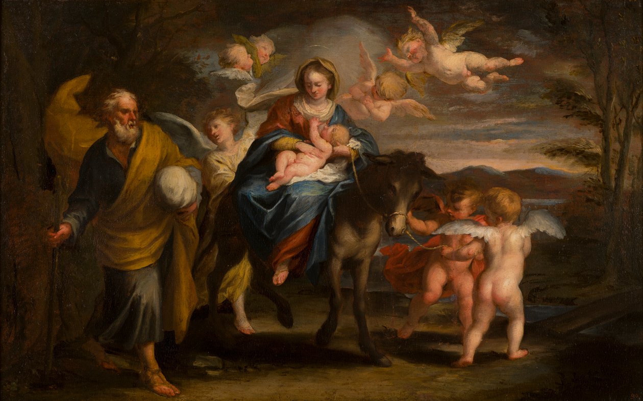 Ucieczka do Egiptu, ok. 1608-1657 (olej na płótnie) autorstwa Giuseppe Badaracco
