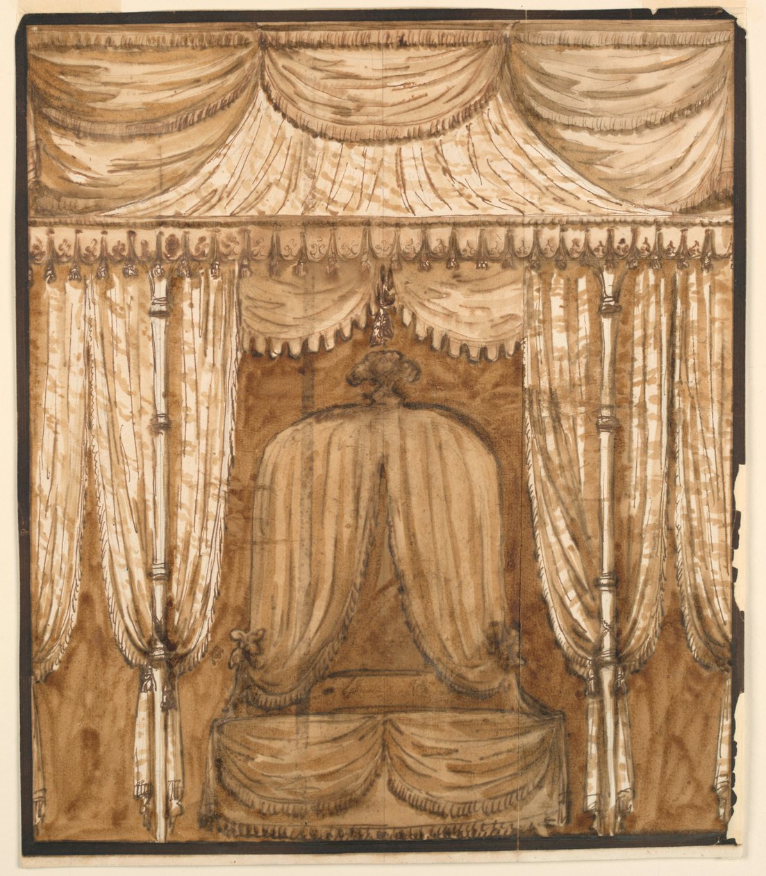 Rysunek, elewacja wnęki na łóżko, ok. 1790 r. autorstwa Giuseppe Barberi