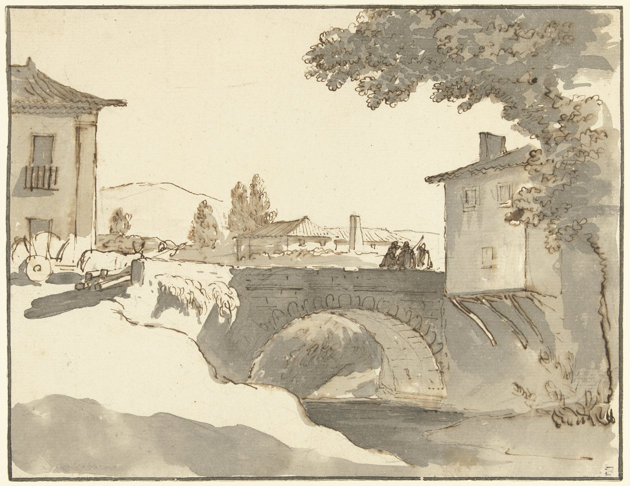 Widok na wieś w Alcobaça w Portugalii autorstwa Giuseppe Bernardino Bison (possibly)