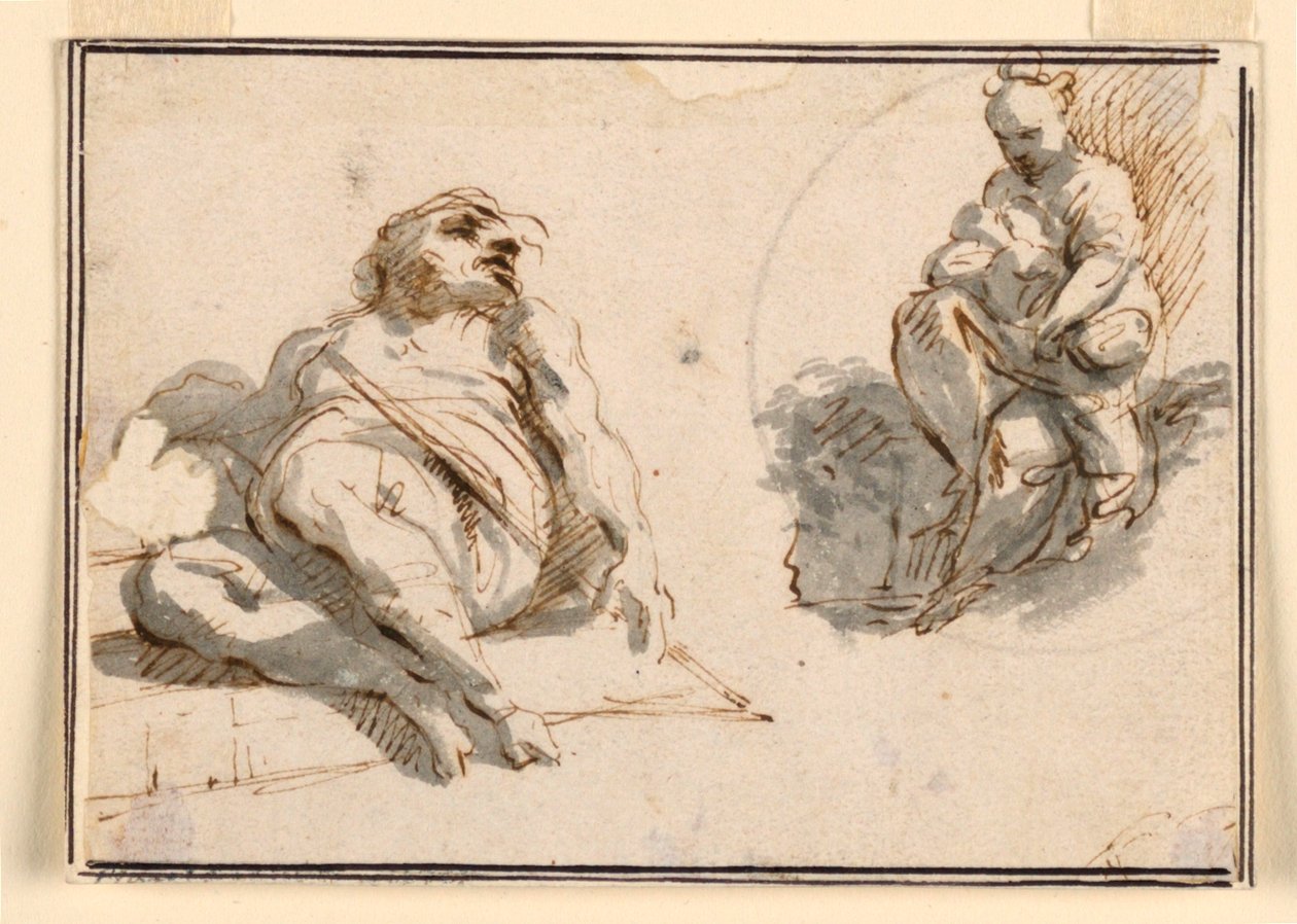 Śpiący mężczyzna i matka z dzieckiem autorstwa Giuseppe Bernardino Bison