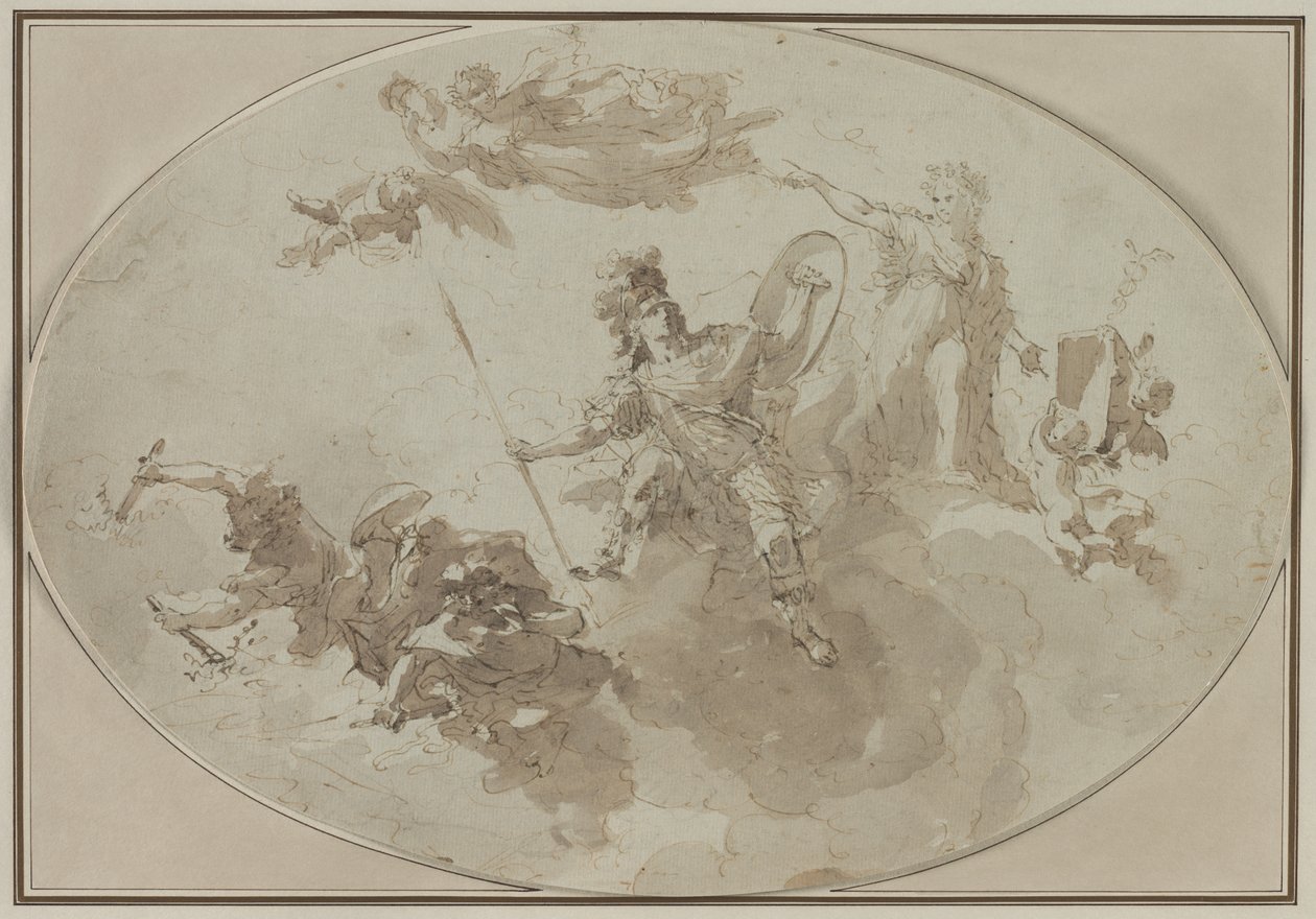 Studium sufitu: Alegoria pokoju i wojny 1800 . autorstwa Giuseppe Bernardino Bison