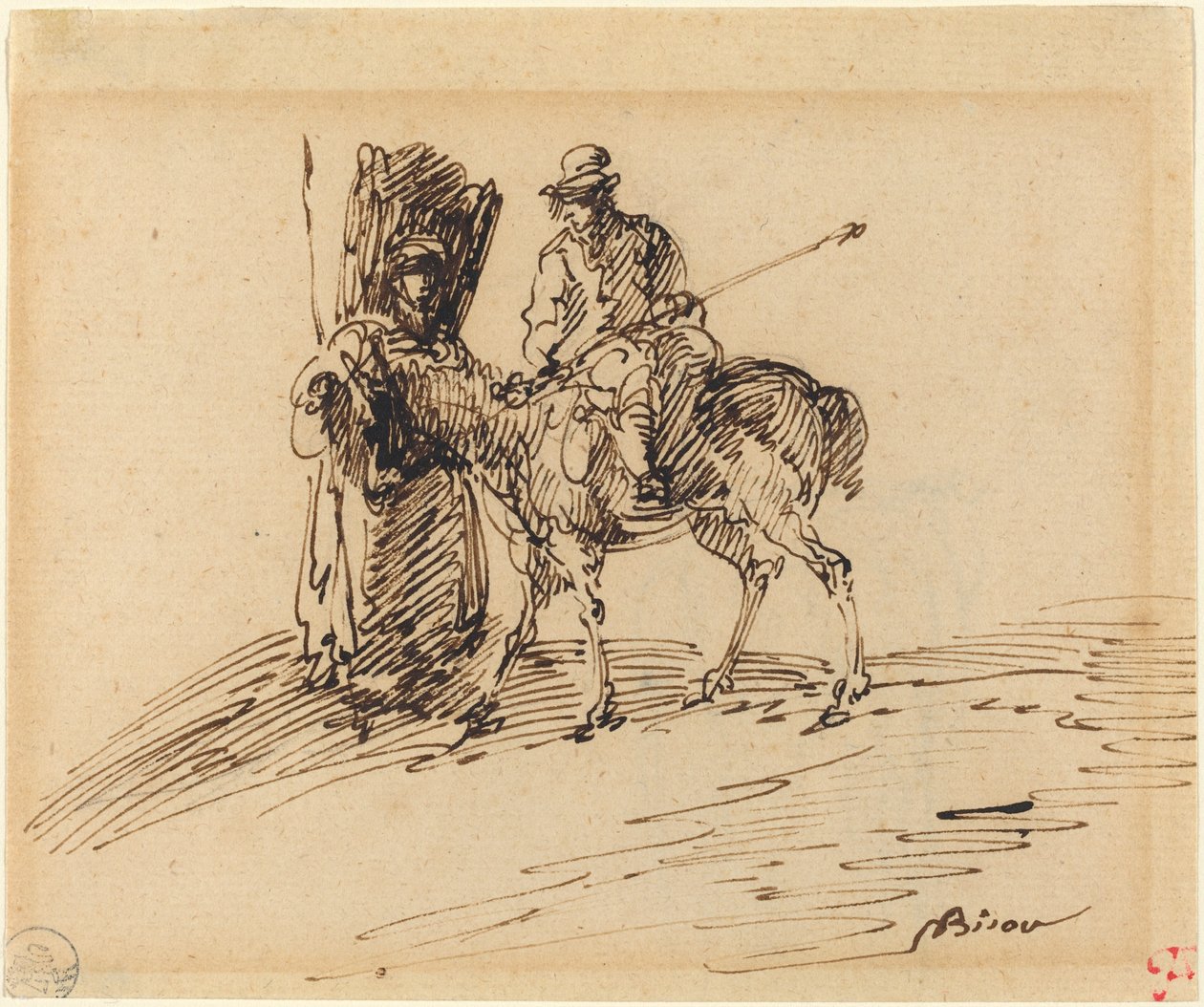 Jeździec z chłopem autorstwa Giuseppe Bernardino Bison