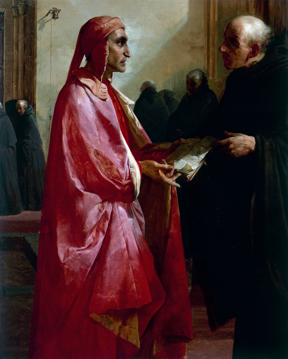 Spotkanie Dantego (1265-1321) z Fra Ilario autorstwa Giuseppe Bertini