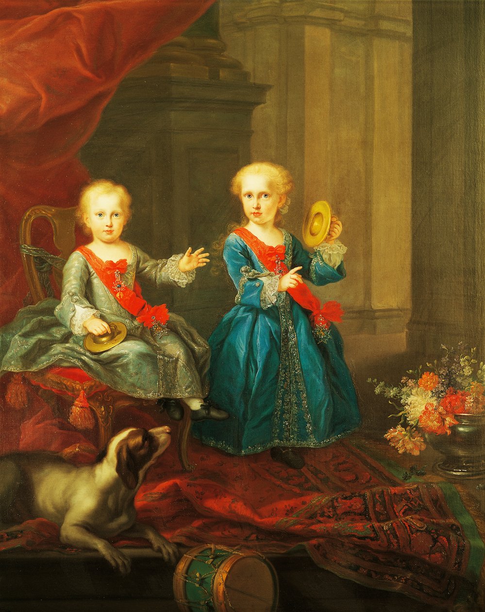 Córki Karola III Burbona, króla Neapolu i Obojga Sycylii oraz Marii Amelii z Saksonii, Królowej Obojga Sycylii, obraz, Giuseppe Bonito (1701-1789), Włochy autorstwa Giuseppe Bonito