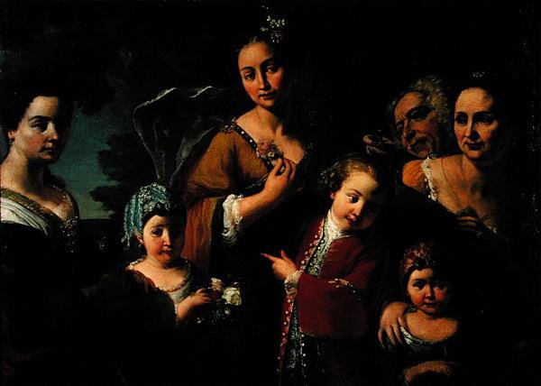Grupa portretów rodzinnych (olej na płótnie) autorstwa Giuseppe Bonito