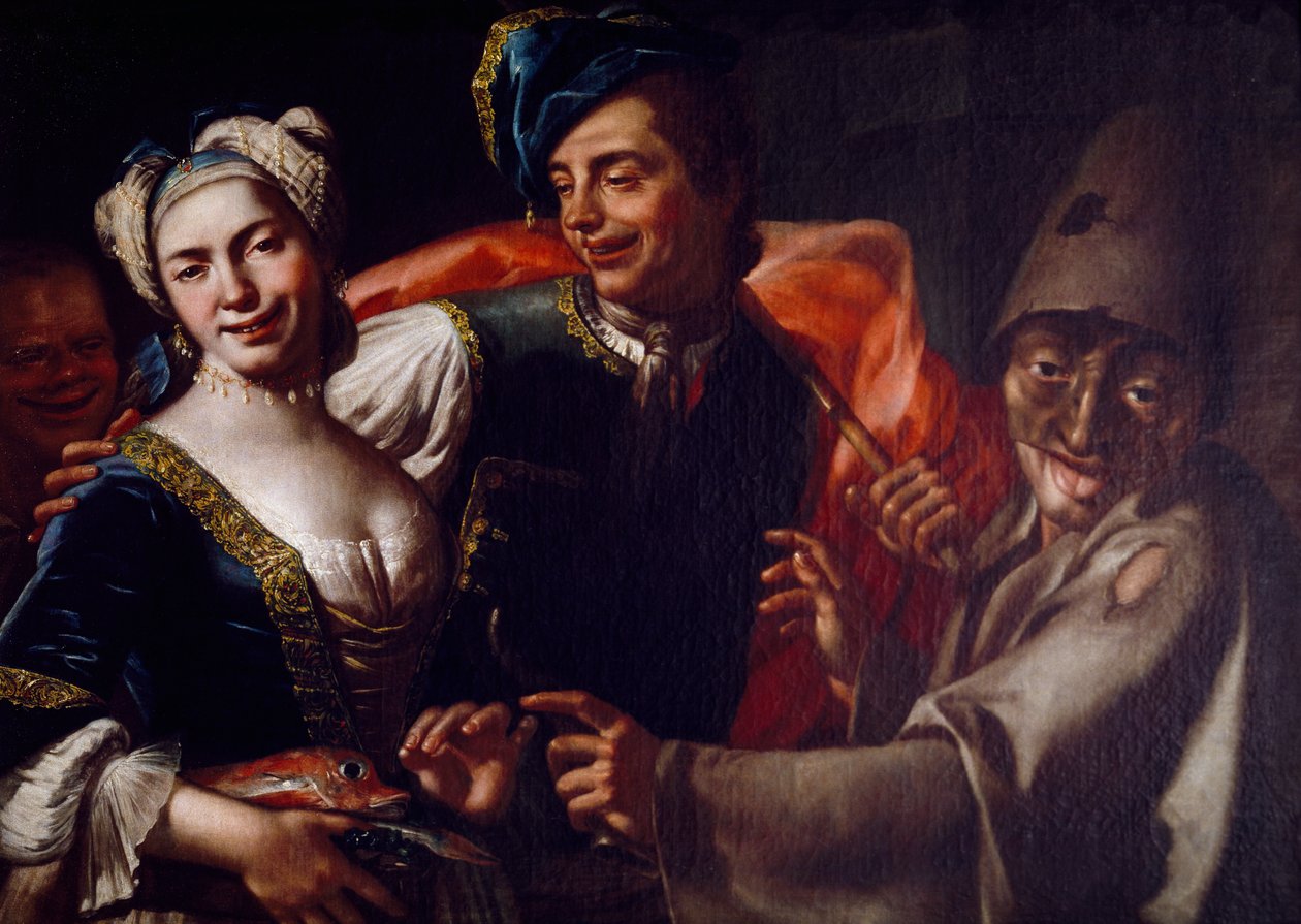Maski neapolitańskie, Giuseppe Bonito (1707-1789), olej na płótnie. autorstwa Giuseppe Bonito