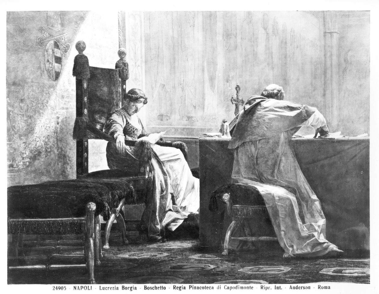 Lukrecja Borgia (1480-1519) i jej ojciec papież Aleksander VI (1431-1503) autorstwa Giuseppe Boschetto