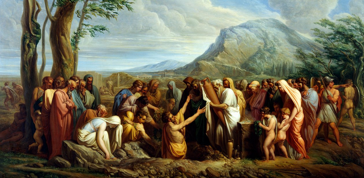 Pochówek prochów Temistoklesa, Giuseppe Bossi (1777-1815), ok. 1809, olej na płótnie, 60x116 cm, Starożytna Grecja autorstwa Giuseppe Bossi