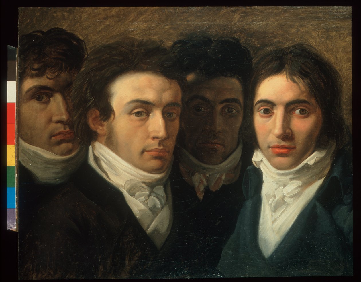 Autoportret z Felice Bellotti, Gaetano Cattaneo i Carlo Porta autorstwa Giuseppe Bossi
