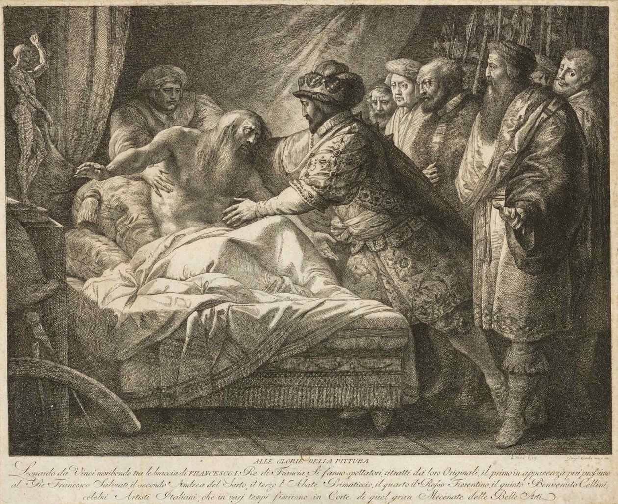 Alegoria malarstwa Śmierć Leonarda da Vinci, ok. 1930 r. 1790. autorstwa Giuseppe Cades