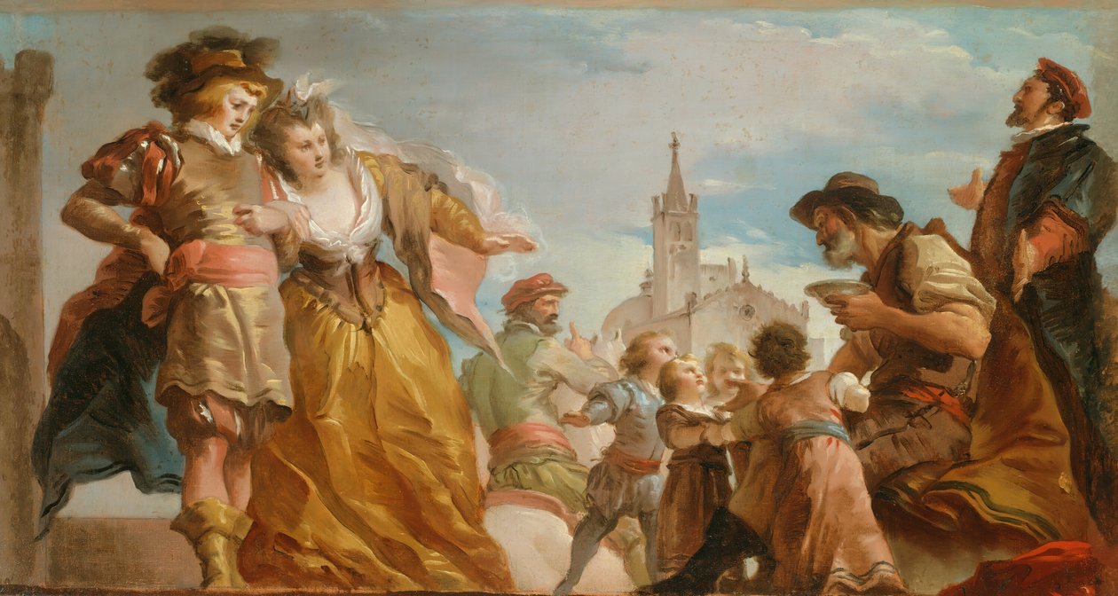 Spotkanie Gautiera, hrabiego Antwerpii, i jego córki Violante, ok. 1930 r. 1787. autorstwa Giuseppe Cades