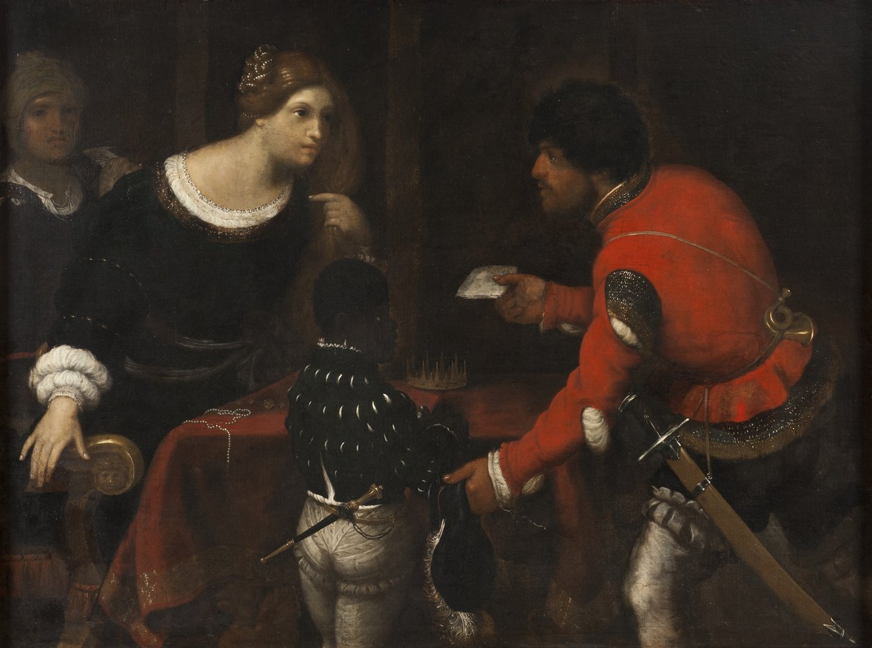 Caterina Cornaro, królowa Cypru, otrzymuje list od Rady autorstwa Giuseppe Caletti