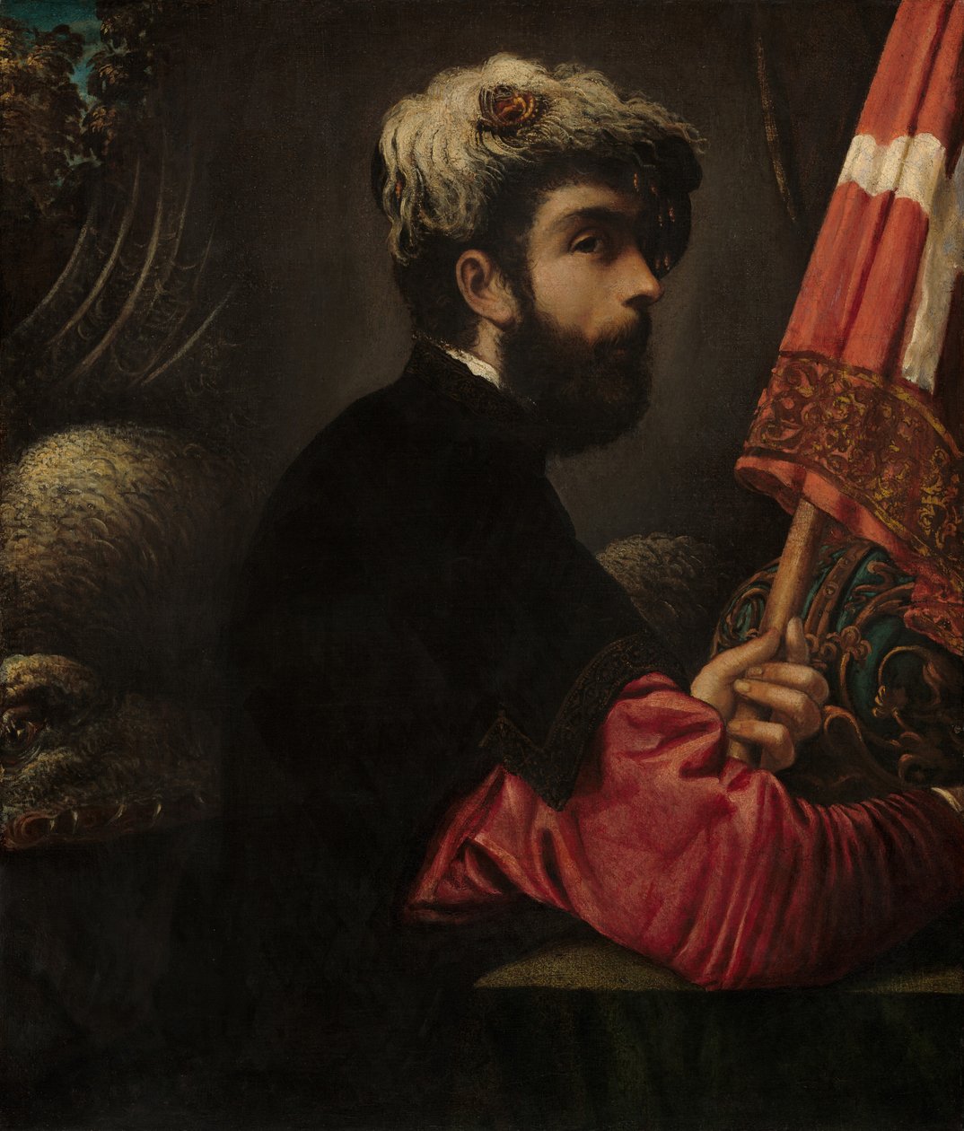 Portret mężczyzny jako św autorstwa Giuseppe Caletti