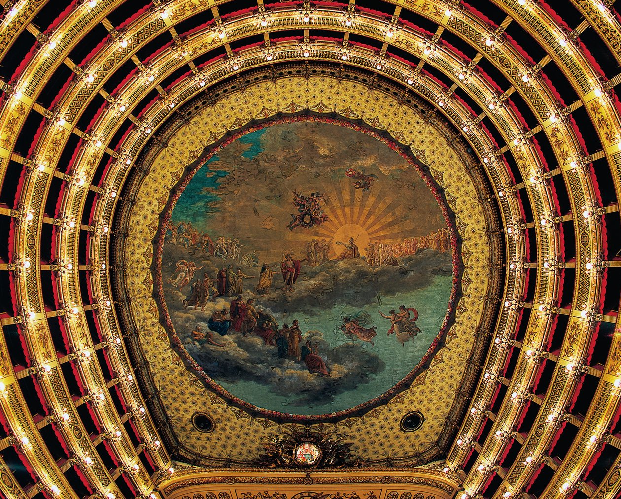 Sufit namalowany przez Giuseppe Cammarano (1766-1850), Teatro San Carlo (Teatr Królewski św. Karola), Neapol, Kampania, Włochy autorstwa Giuseppe Cammarano